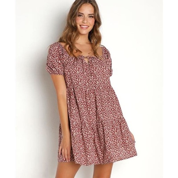 LACAUSA Playa Mini Dress Cocoa Magic Mushroom NWT - LARGE - Picture 2 of 4